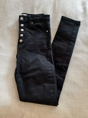 Top Shop High-Rise Black Women’s Skinny Jeans with Button Fly